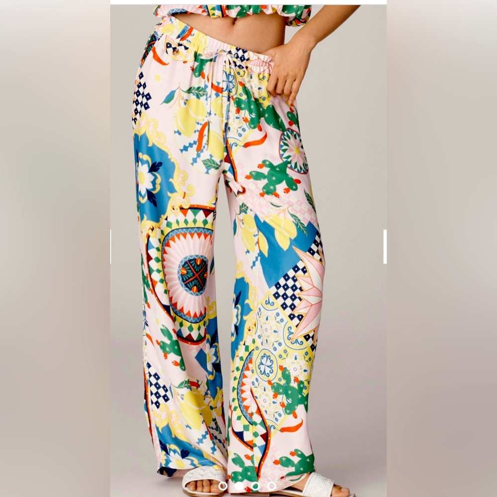 Anthropologie Maeve Multi Color Wide Leg Pant